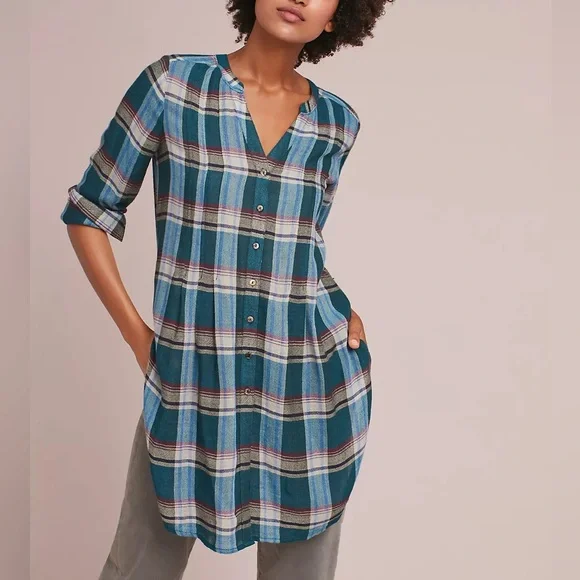 AKEMI + KIN by Anthropologie Lucie Plaid Tunic - Picture 2 of 9